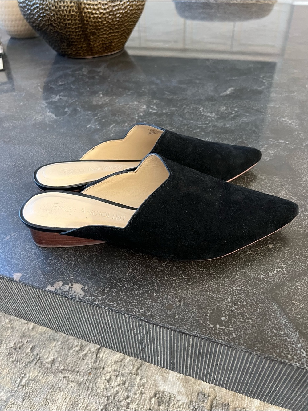 Women’s Enzo Angeolini Black Suede Mules